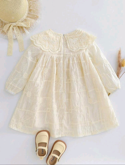 Vestido mangas largas de renda