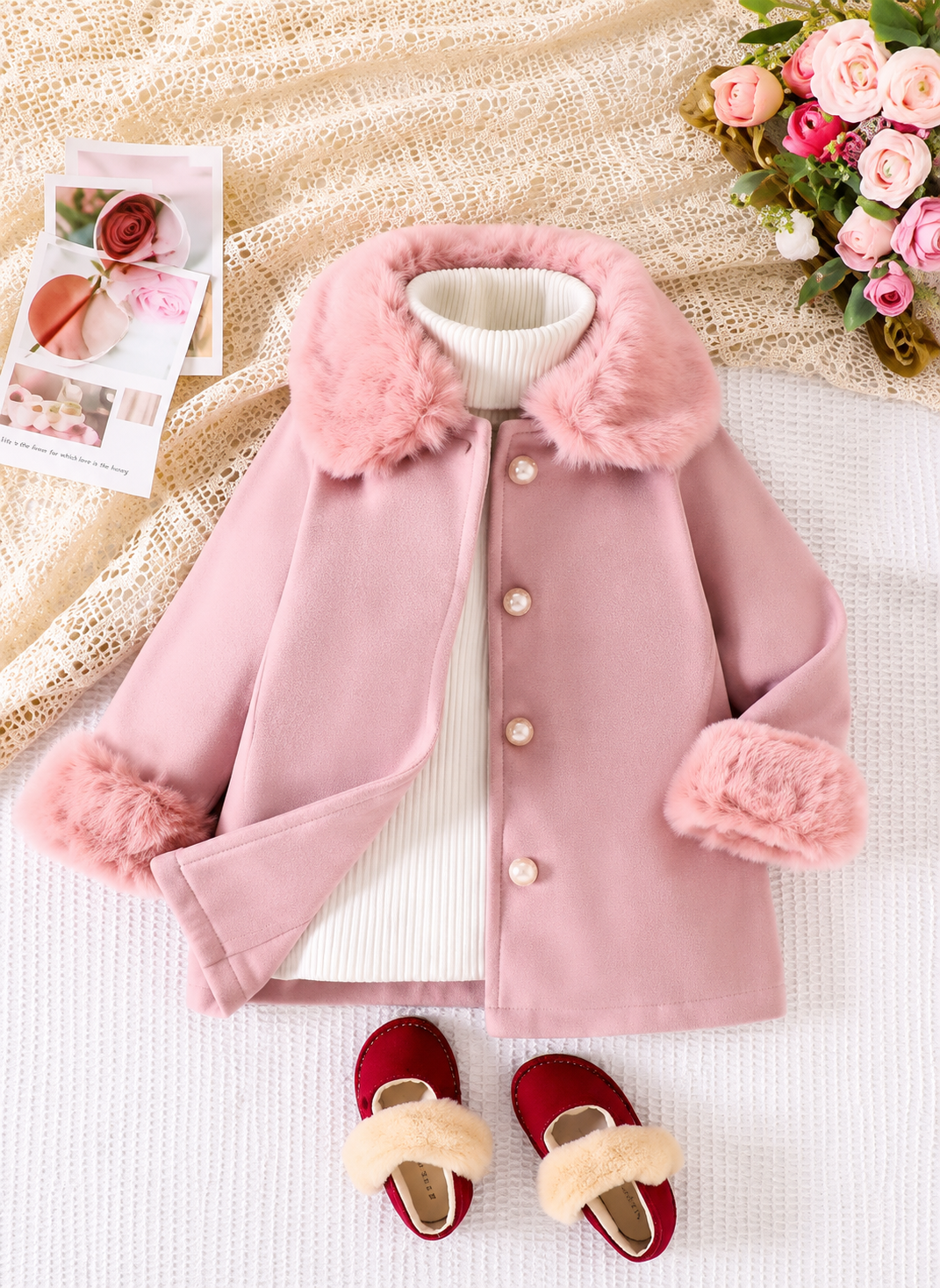 Abrigo con cuello de peluche