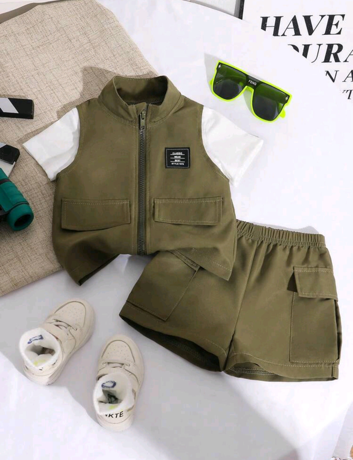 Chaleco + remera + short
