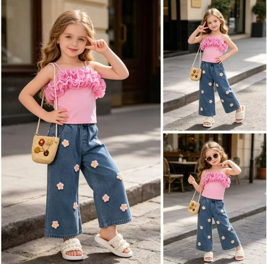 Blusita de tiritas + pantalón con flores