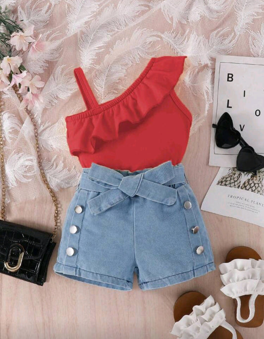 Blusa asimetrica + short de Jeans