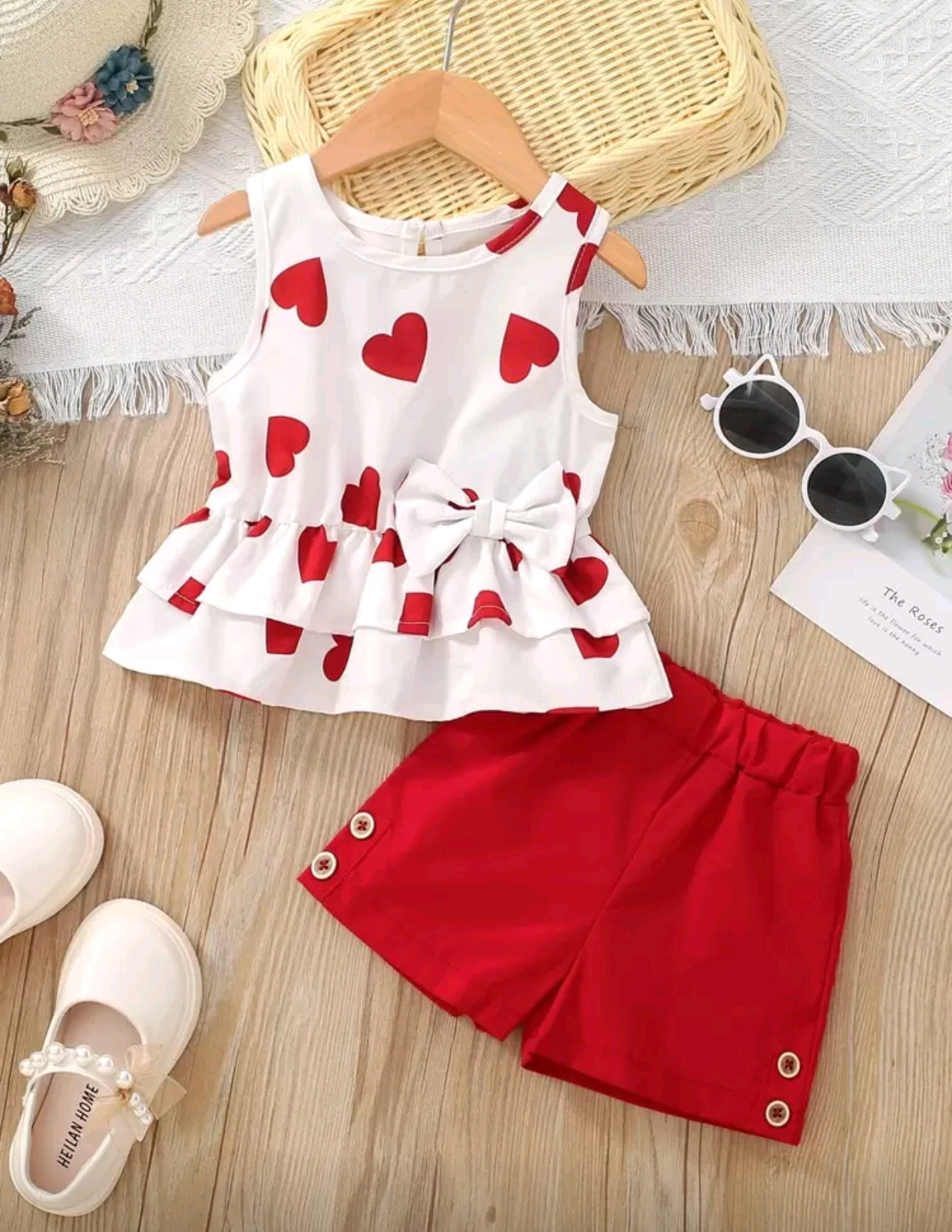 Blusa con estampado de corazon+ short