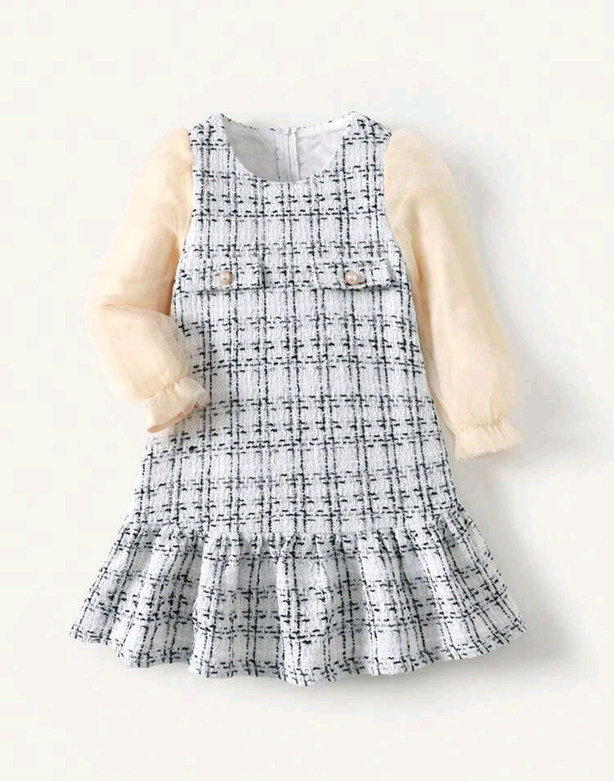 Vestido Chic Mangas largas abullonadas+ vestido Tweed