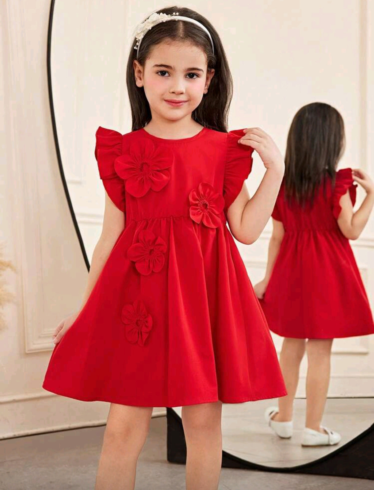 Vestido Rojo con detalles en moño 3D
