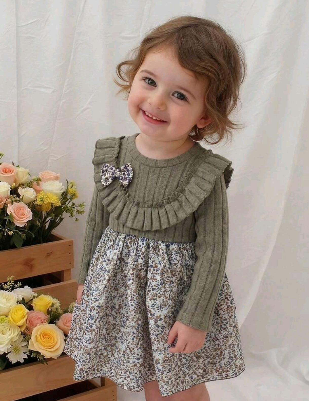 Vestido mangas largas bebé, estampa Floral