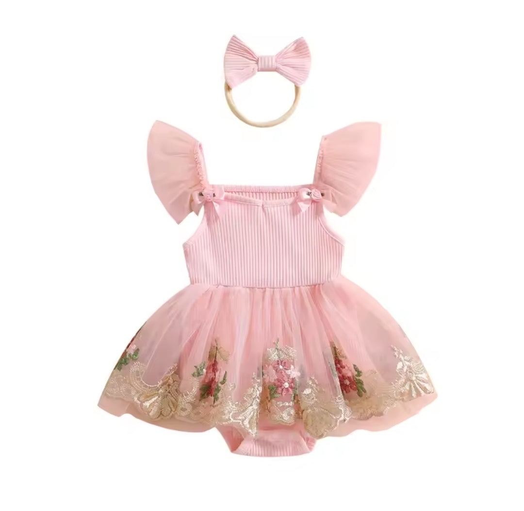 Body vestido con bordado floral