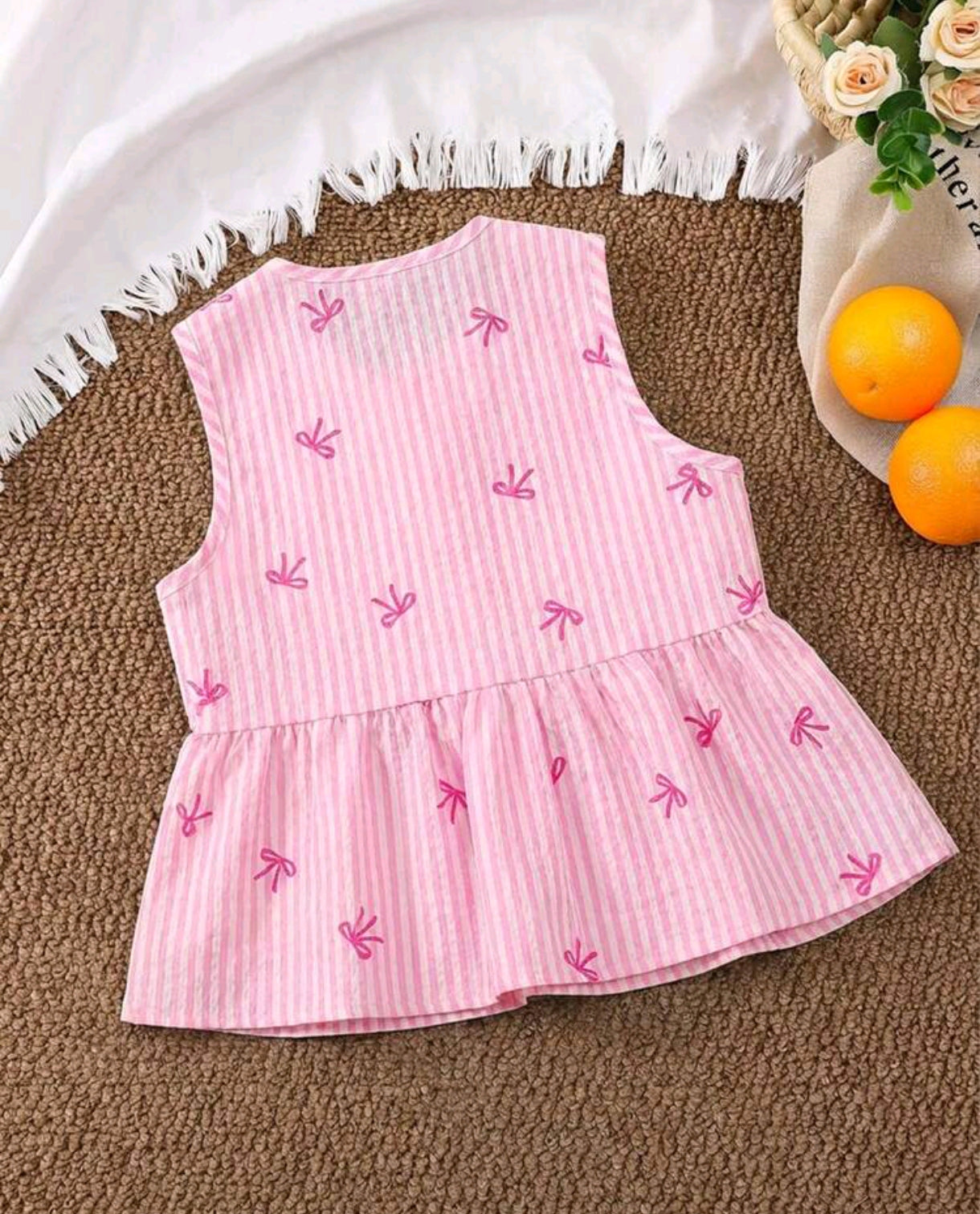Blusa rosa cuello V con lazo