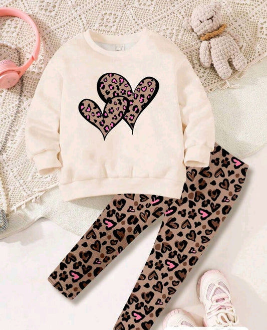 Abrigo frizado por dentro+ calza  estampado