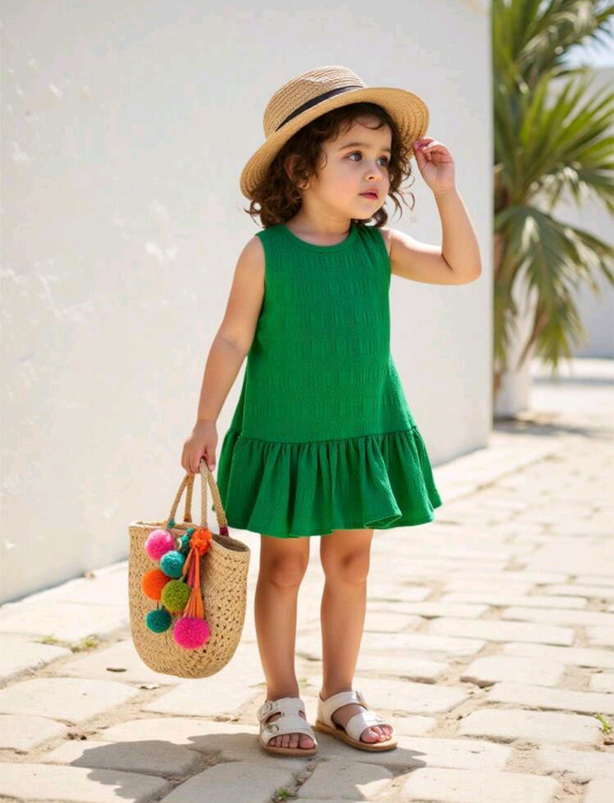 Vestido sin mangas con volados