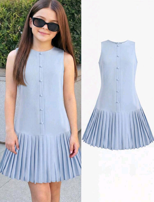 Vestido sin mangas Preadolescente plisado