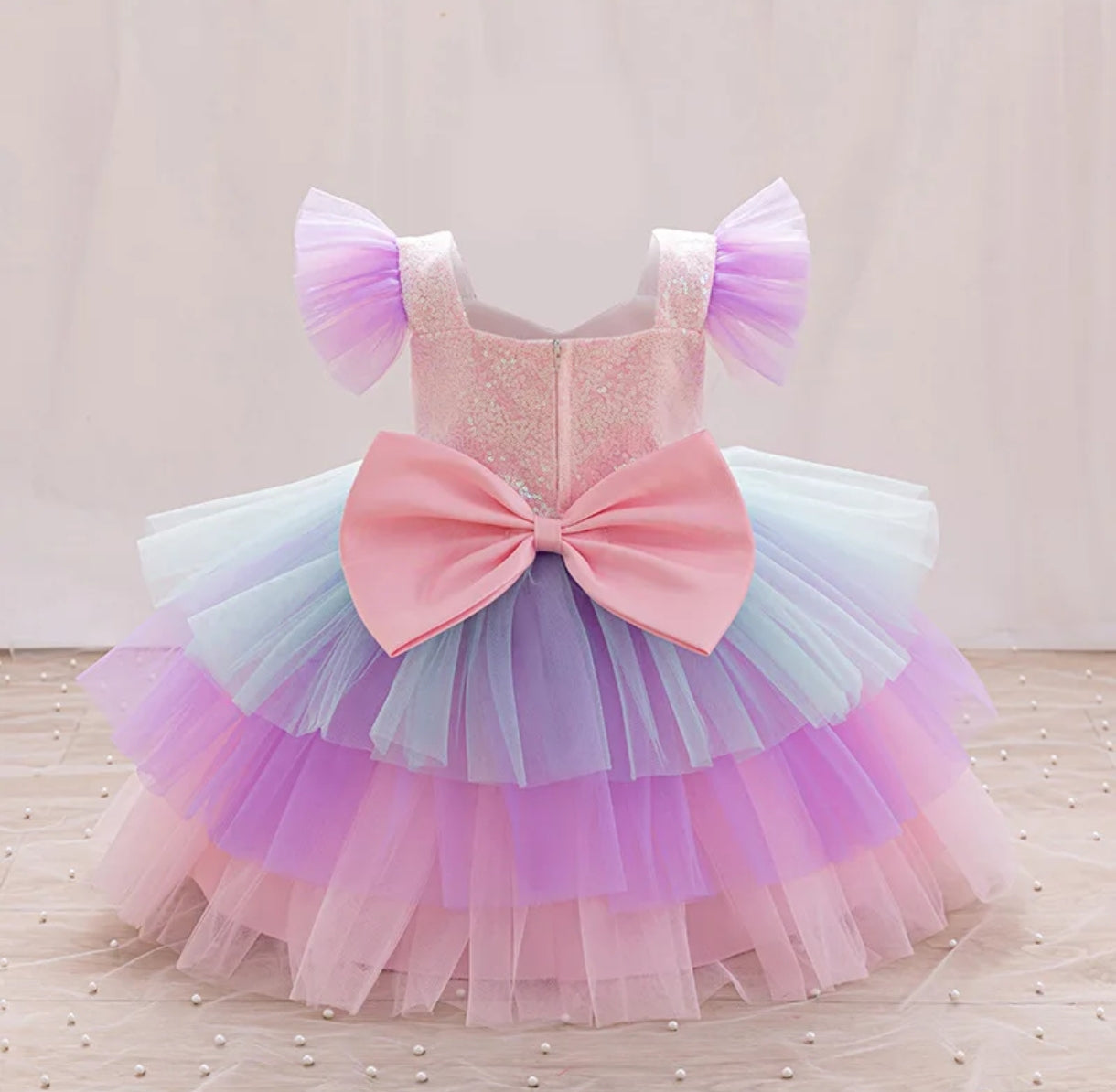 Vestido Multicolor de til y lentejuelas