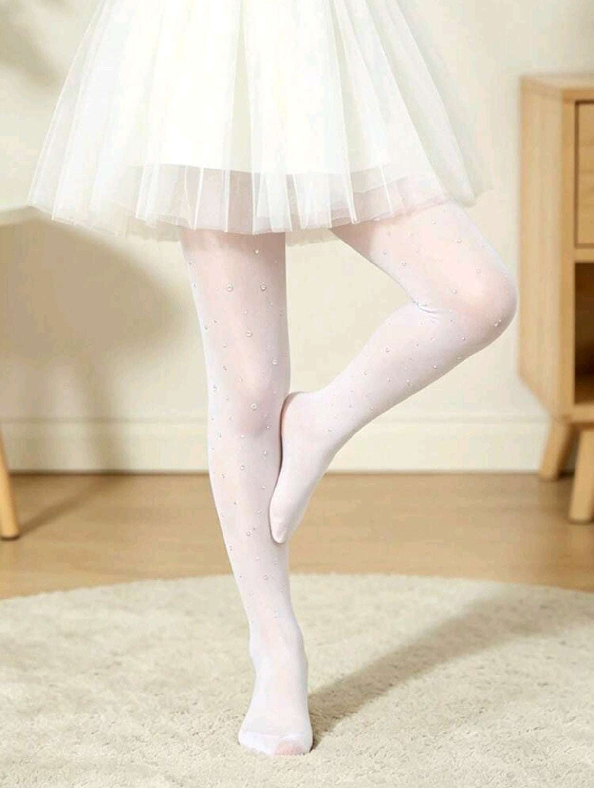 Media Fina Blanca con strass