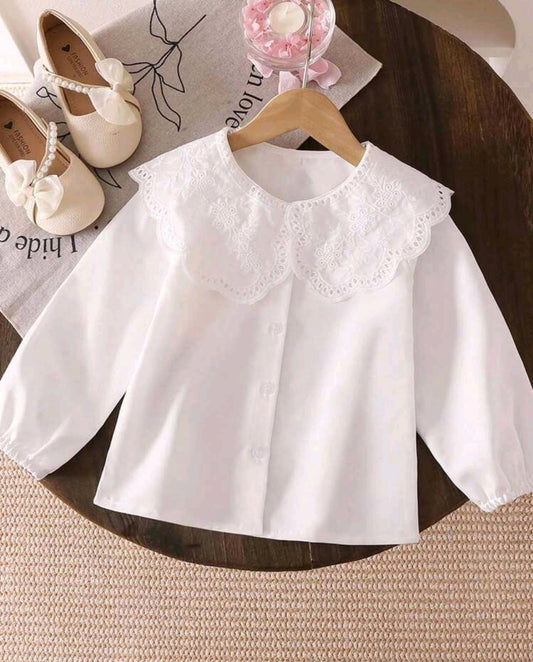 Camisa mangas largas con cuello de encaje