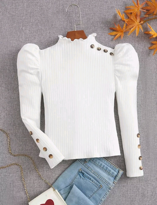 Blusa mangas largas con detalles en botones