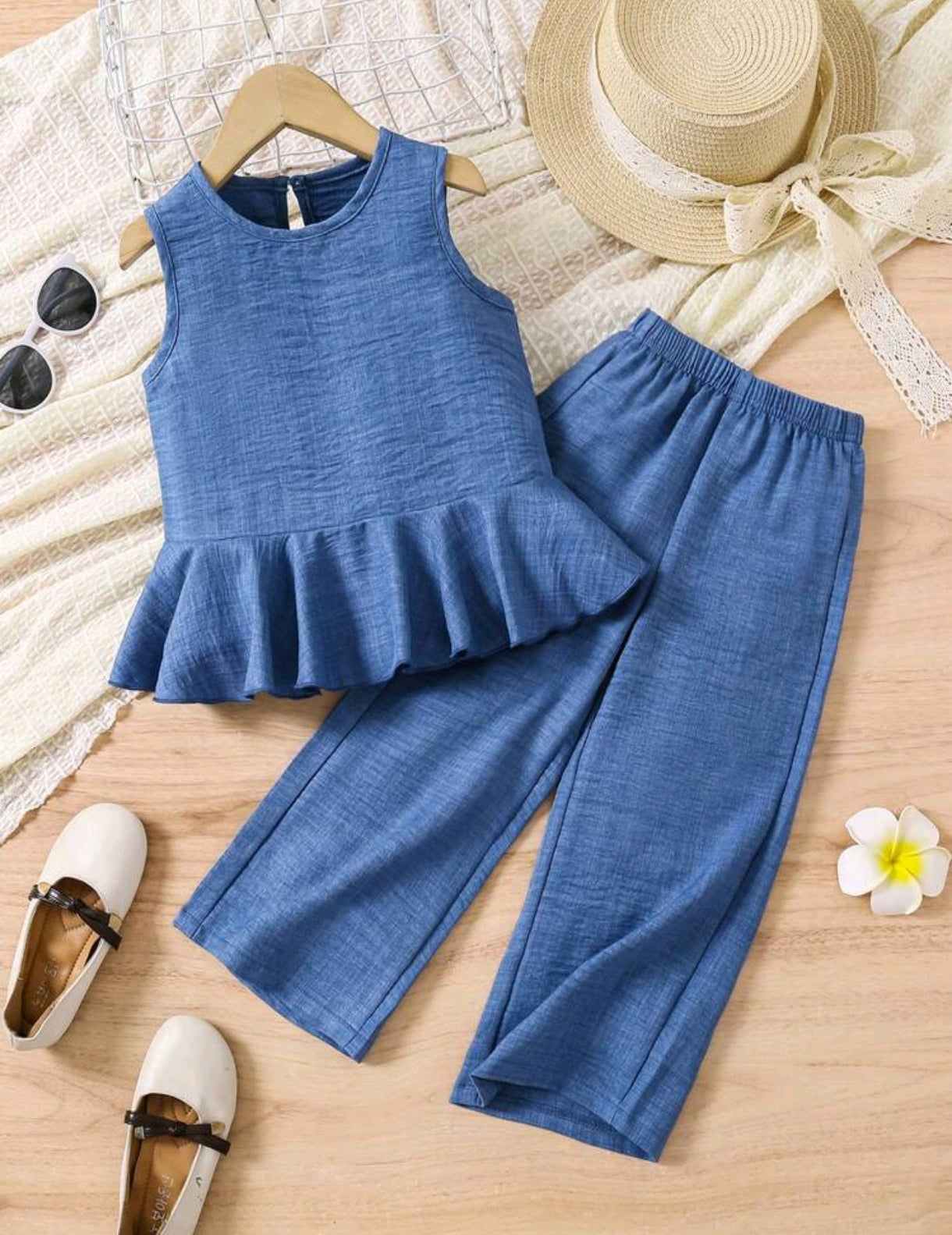 Blusa con dobladillo+ Pantalón