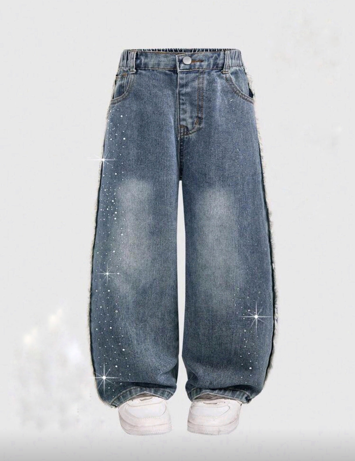 Pantalón de jeans con detalles de strass