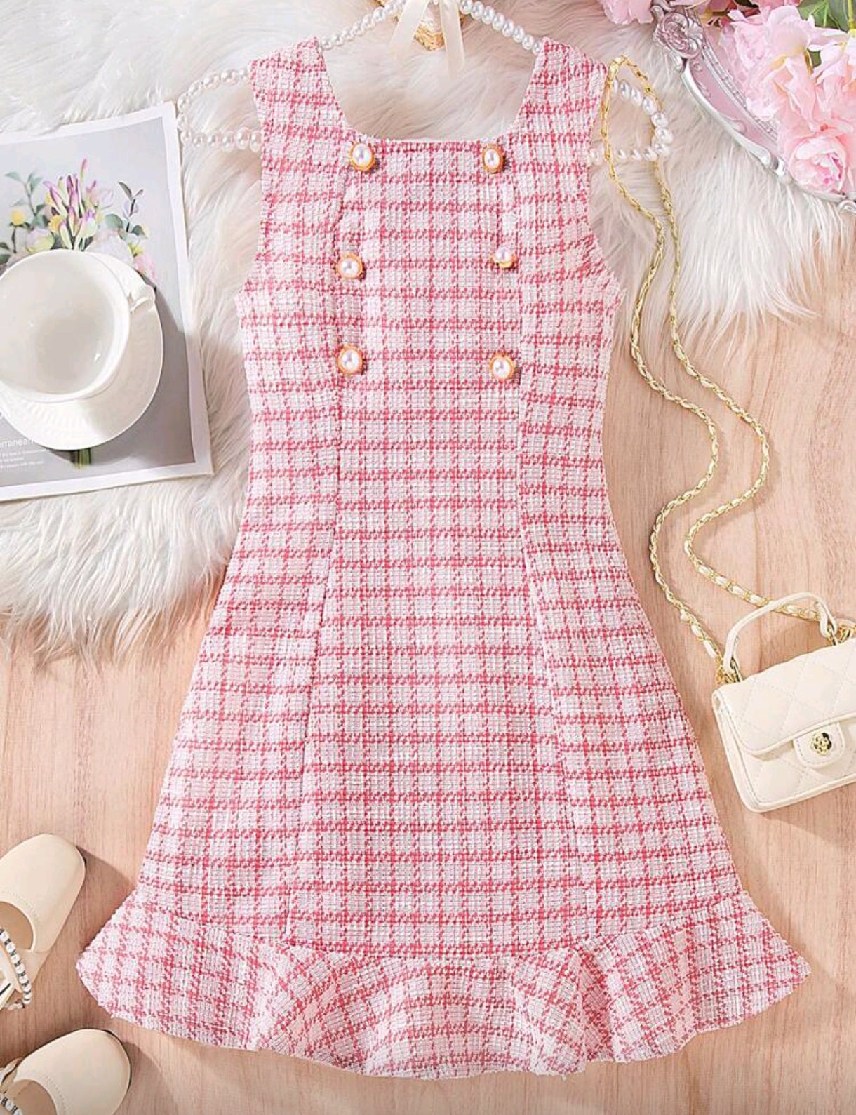 Vestido a cuadros con detelles en botones