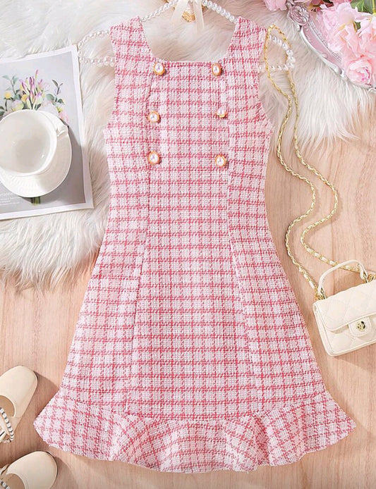 Vestido a cuadros con detelles en botones