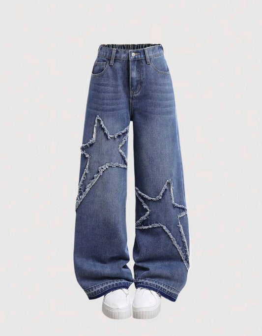 Pantalón de Jeans Preadolescente, Con detalles de estrella