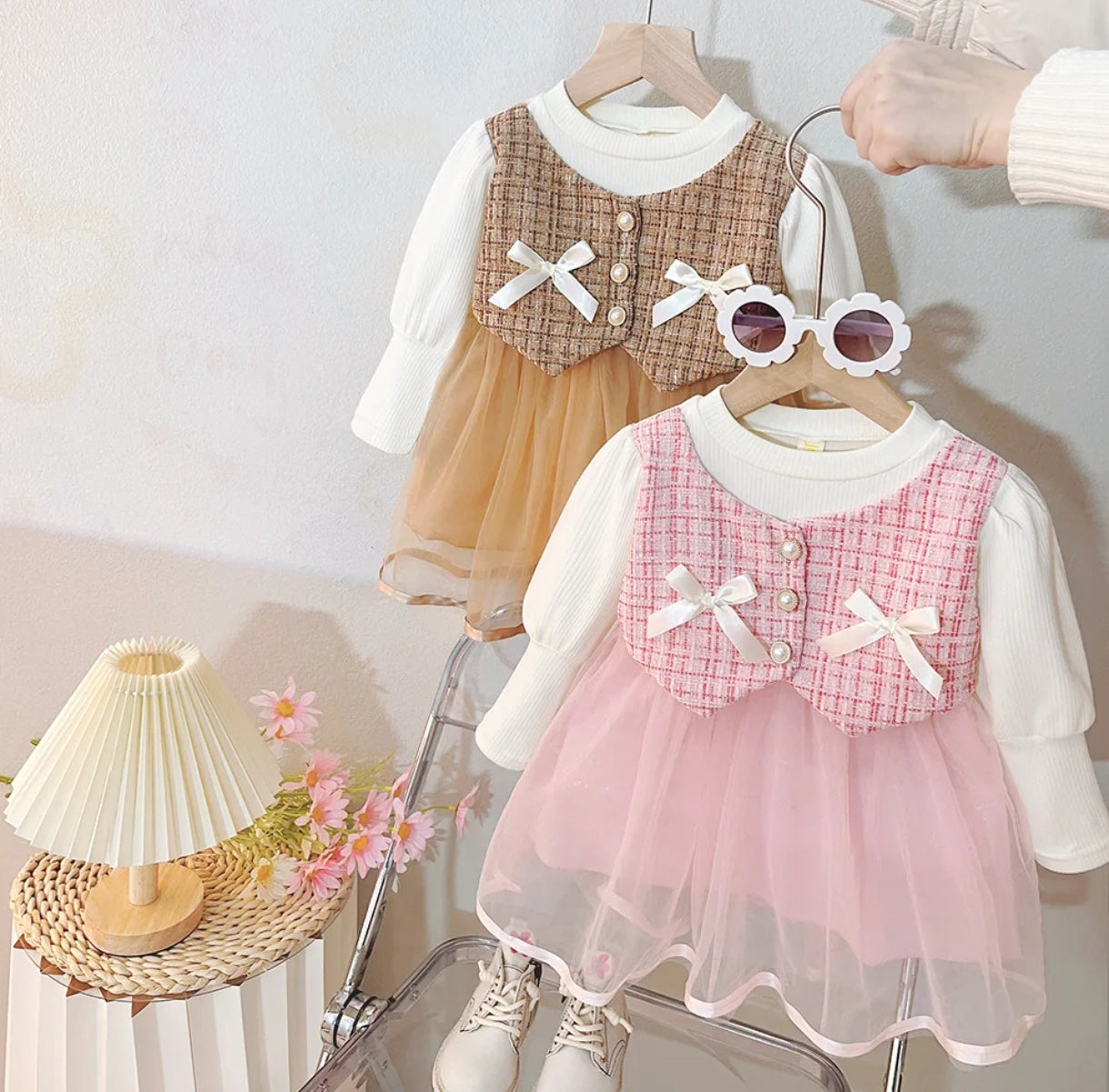 Vestido mangas largas bebé con tul
