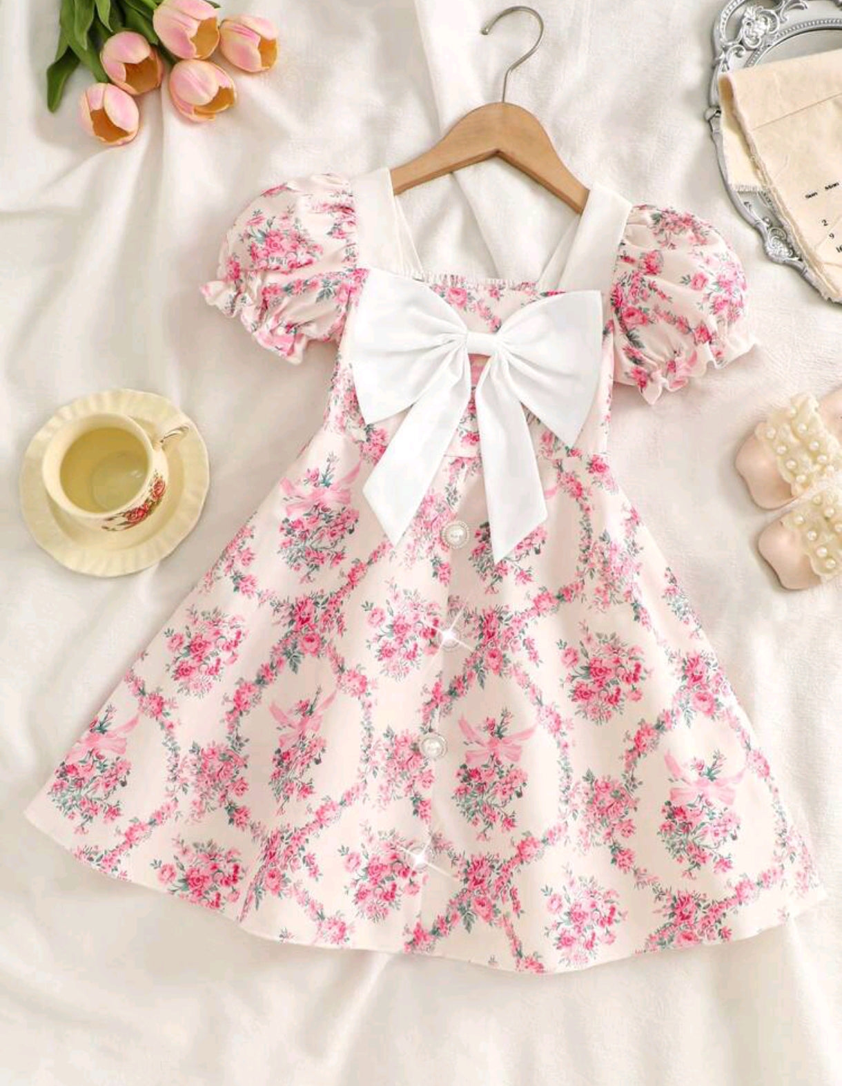 Vestido con mangas, estampa Floral