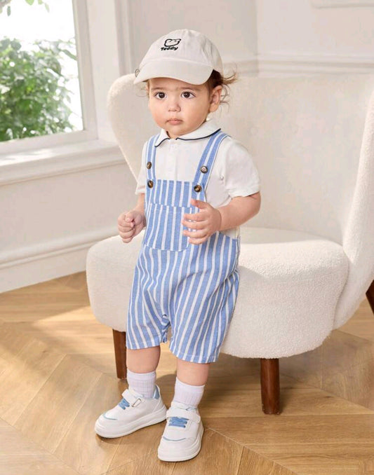 Camisa tipo polo + jardinera a Rayas