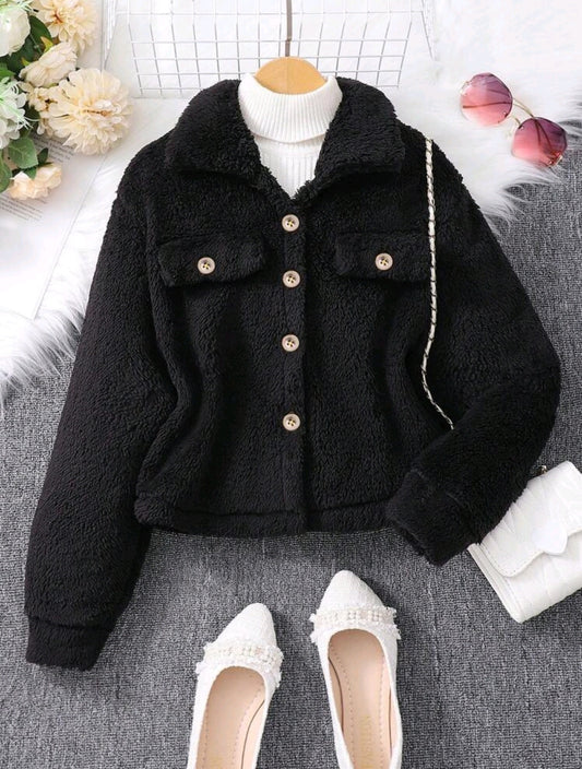 Abrigo Teddy abotonado