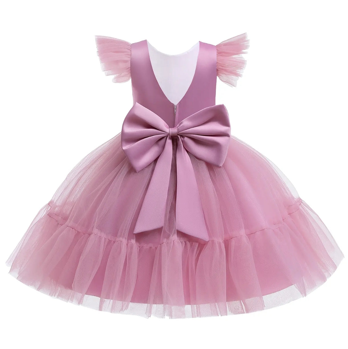 Vestido Elegante con tul y detalles de perlitas