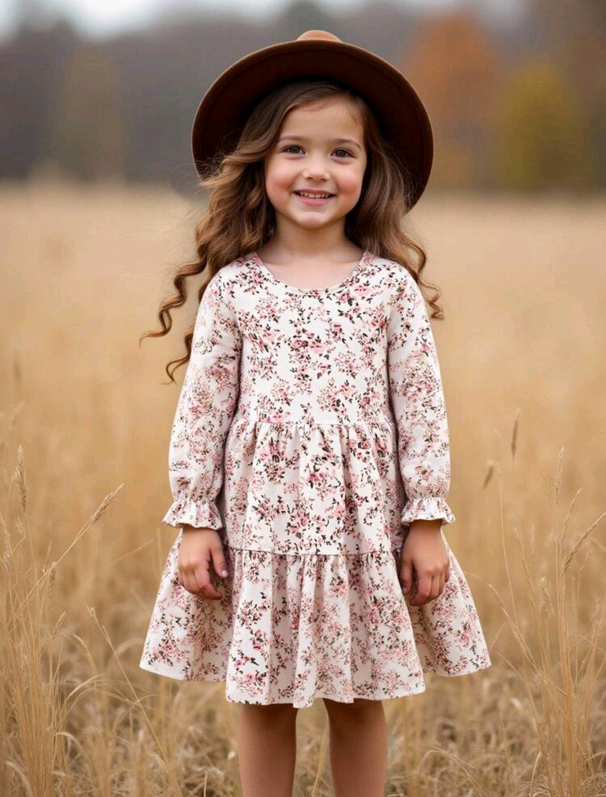 Vestido Mangas Largas con estampado Floral