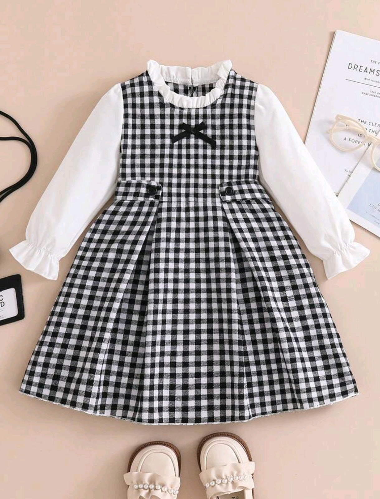 Vestido Mangas largas a  cuadro