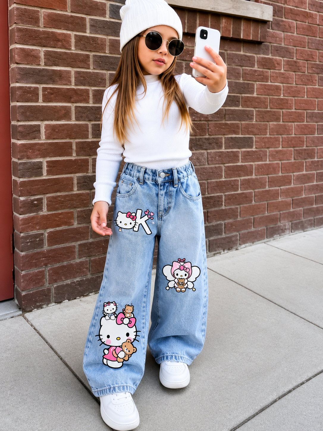 Pantalón De Jeans Wide leg con diseños