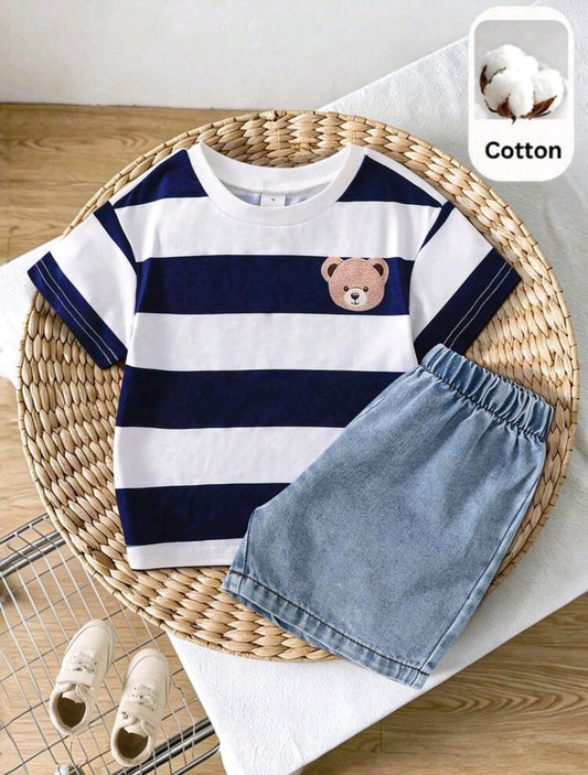 Remera a Rayas + short de Jeans