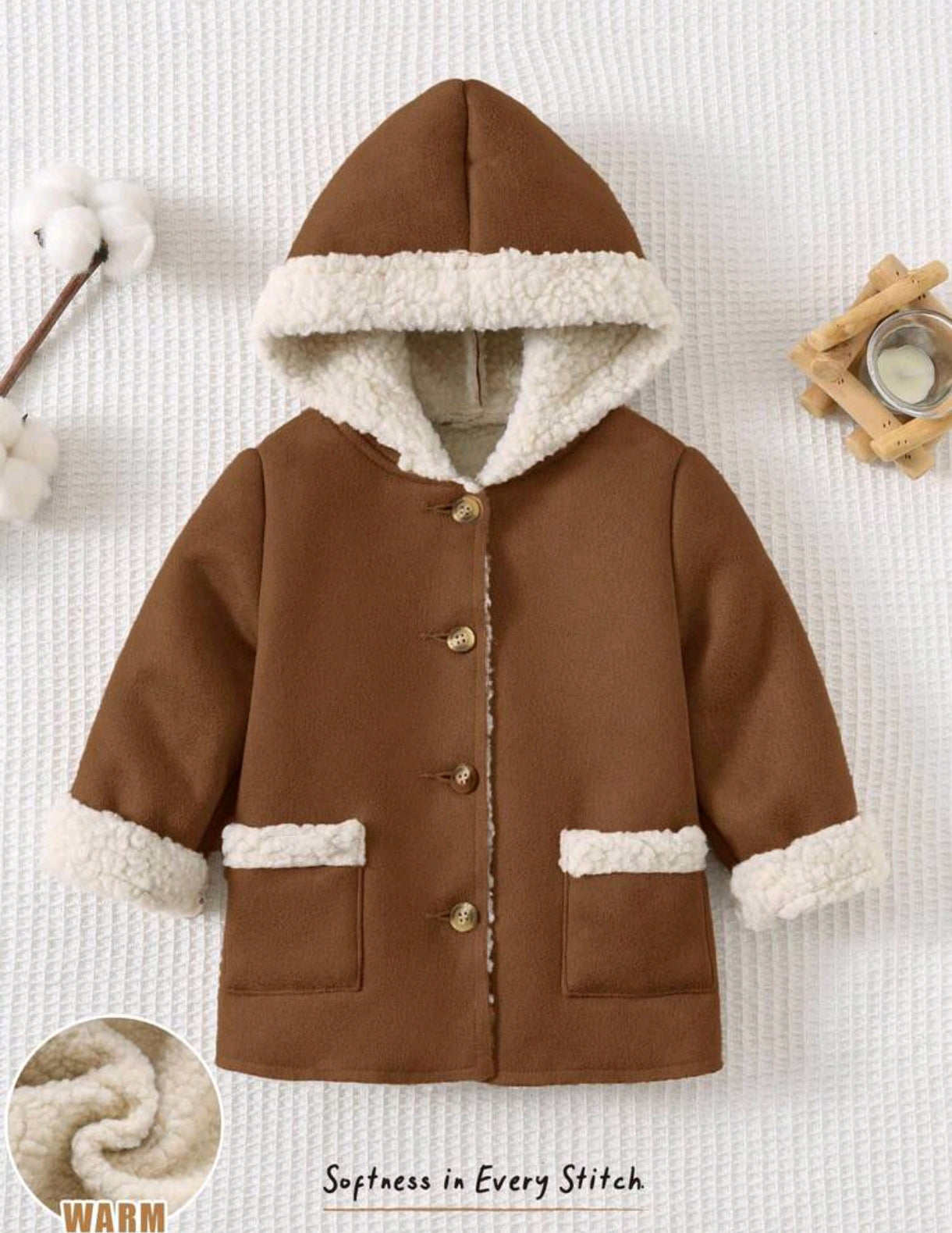 Chaqueta con capucha gamuza con forro