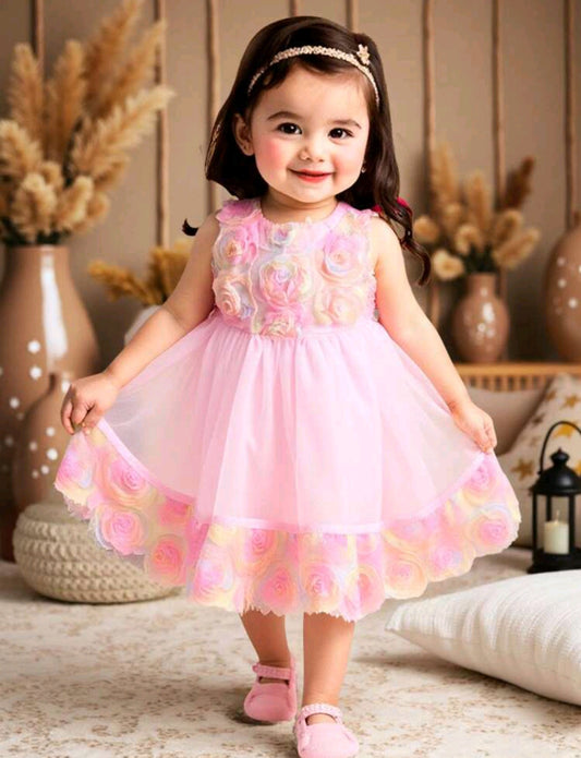 Vestido elegante con flores 3 D coloridos