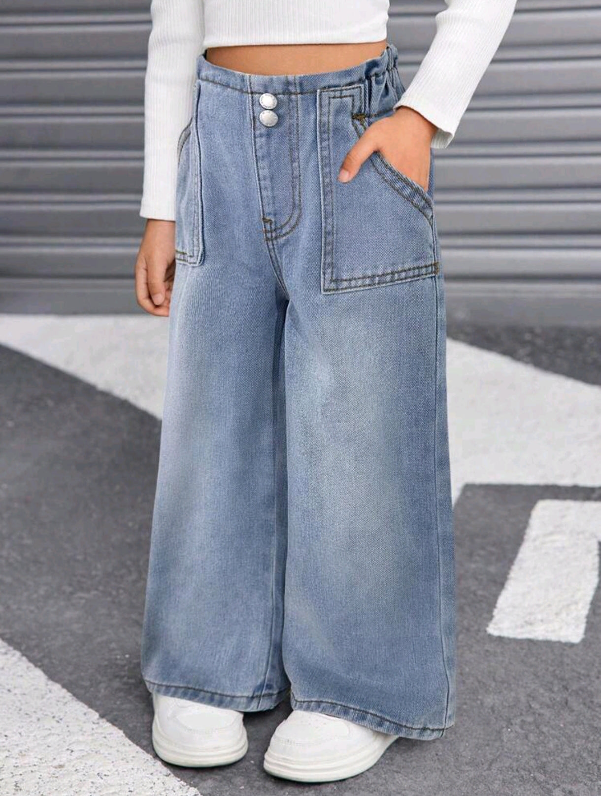 Pantalón de Jeans suelto con bolsillos