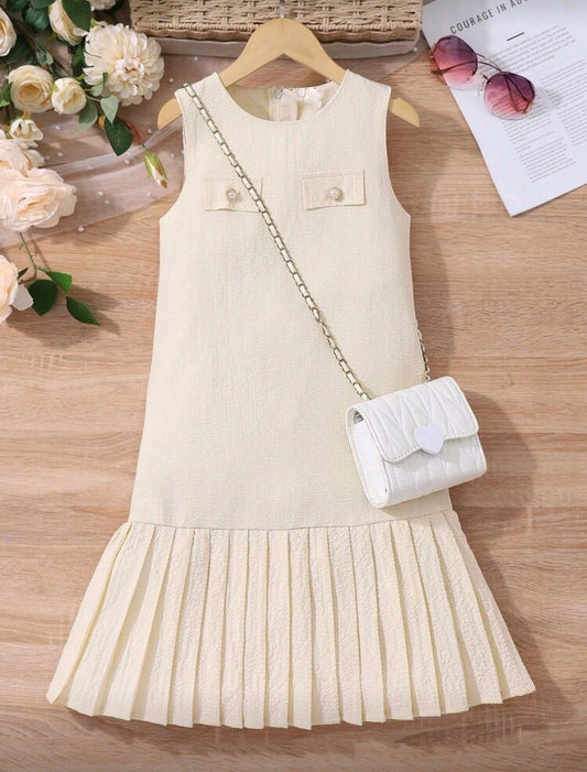 Vestido sin mangas plisado ( no incluye accesorios)