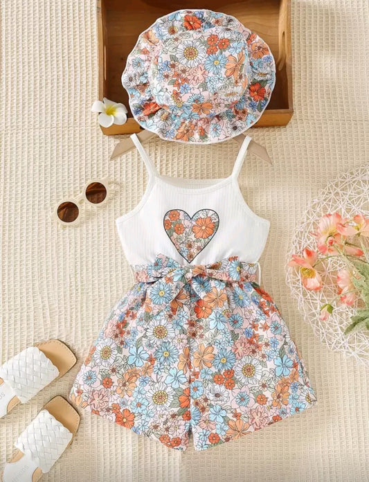 Monito de tiritas y estampa floral + sombrero