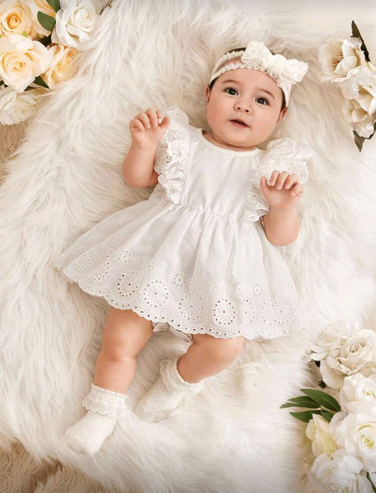 Body vestido de renda blanco