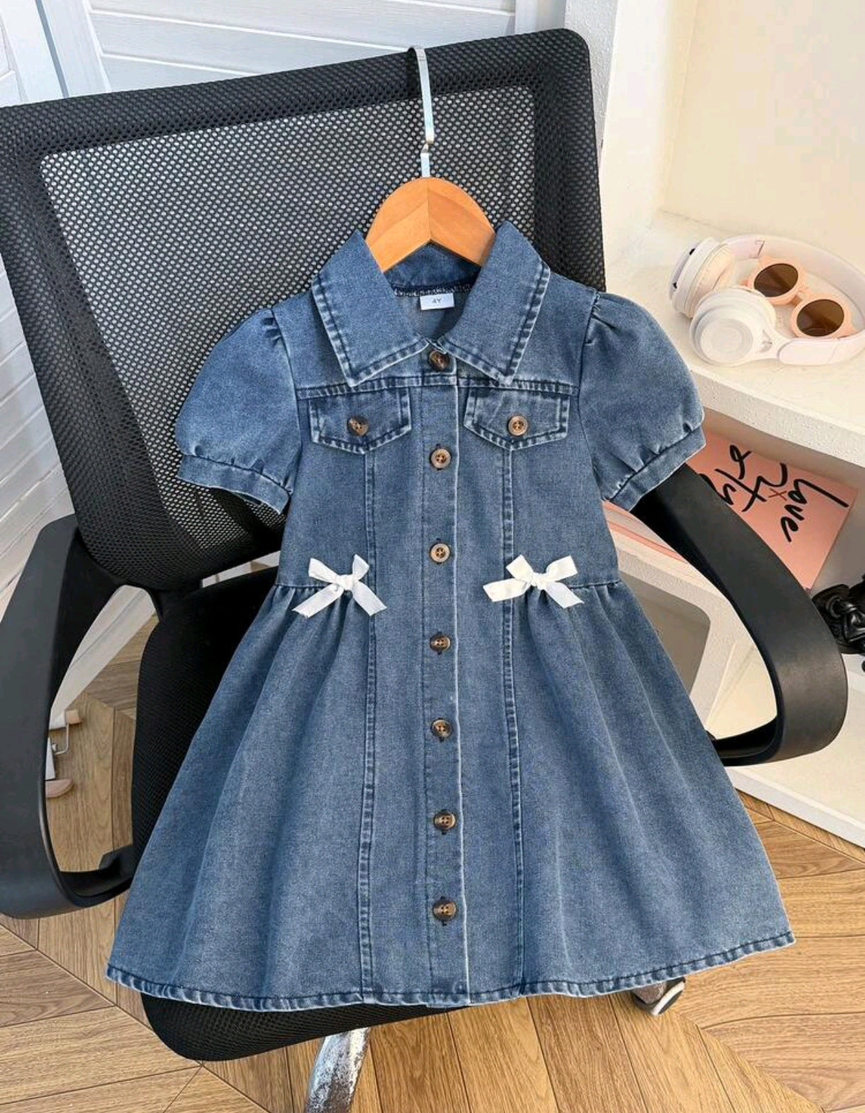 Vestido De jeans con mangas abotonada