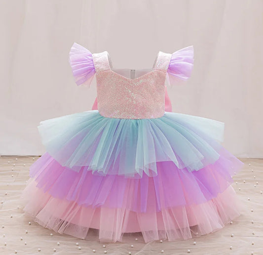 Vestido Multicolor de tul y lentejuelas