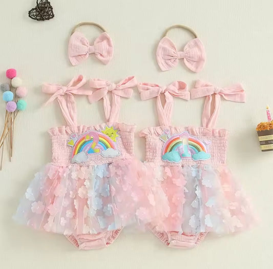 Body vestido con diseño de arcoiris 1 y 2 años