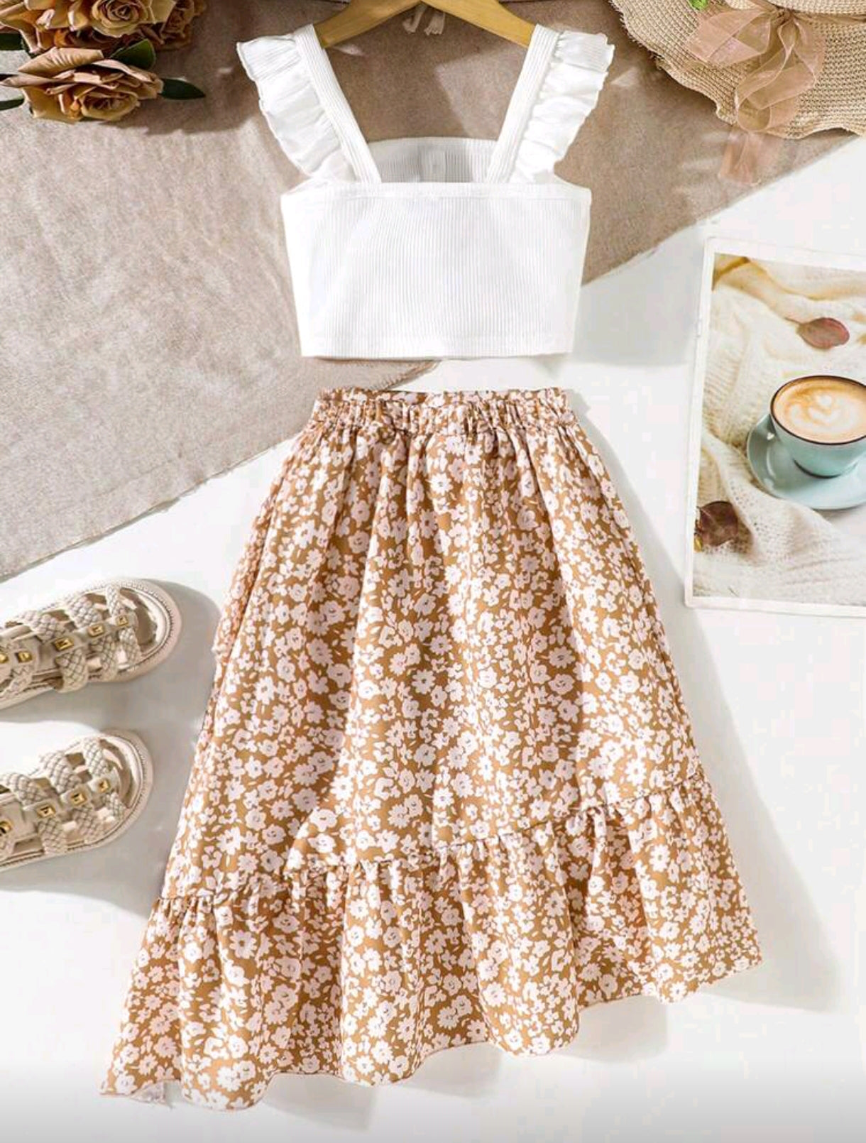 Blusa top + falda estampada