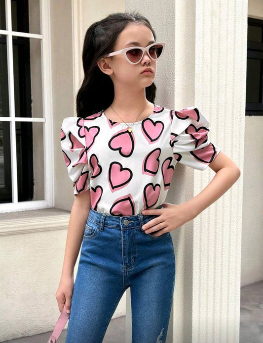 Blusa con estampa de corazon