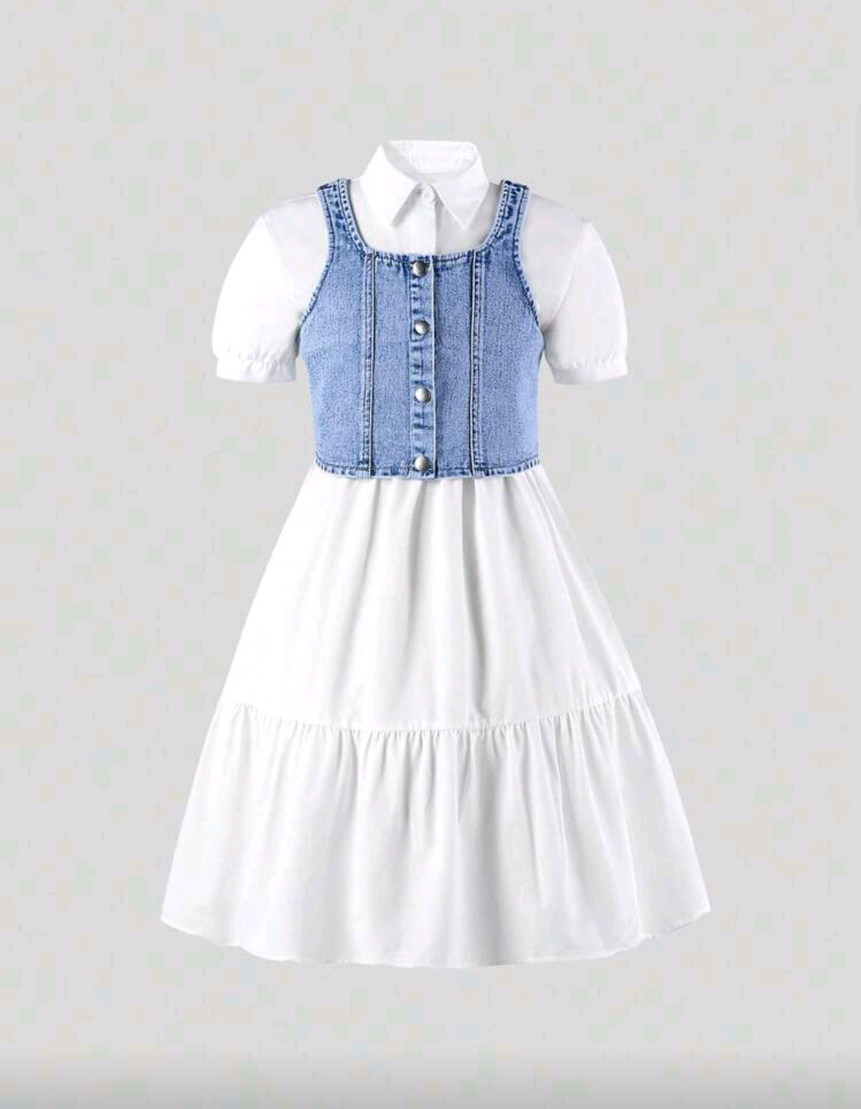 Vestido camisero + chaleco de jeans