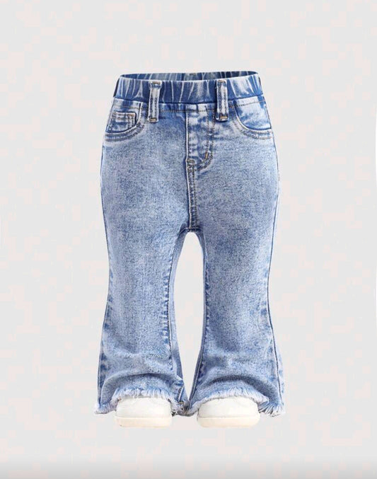 Pantalón de jeans para bebé con bordados de moño