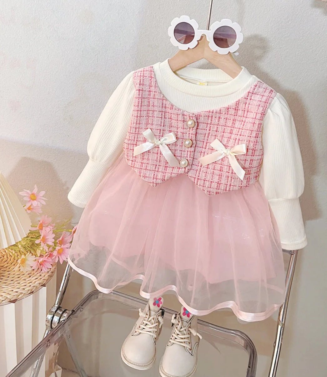 Vestido mangas largas bebé con tul