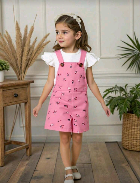 Blusa lisa + jardinera estampada