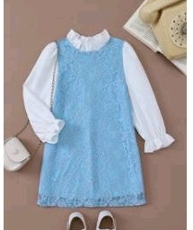 Vestido mangas largas de renda