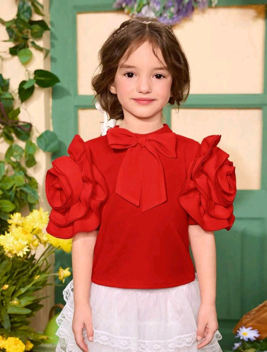 Blusa mangas de flores 3D