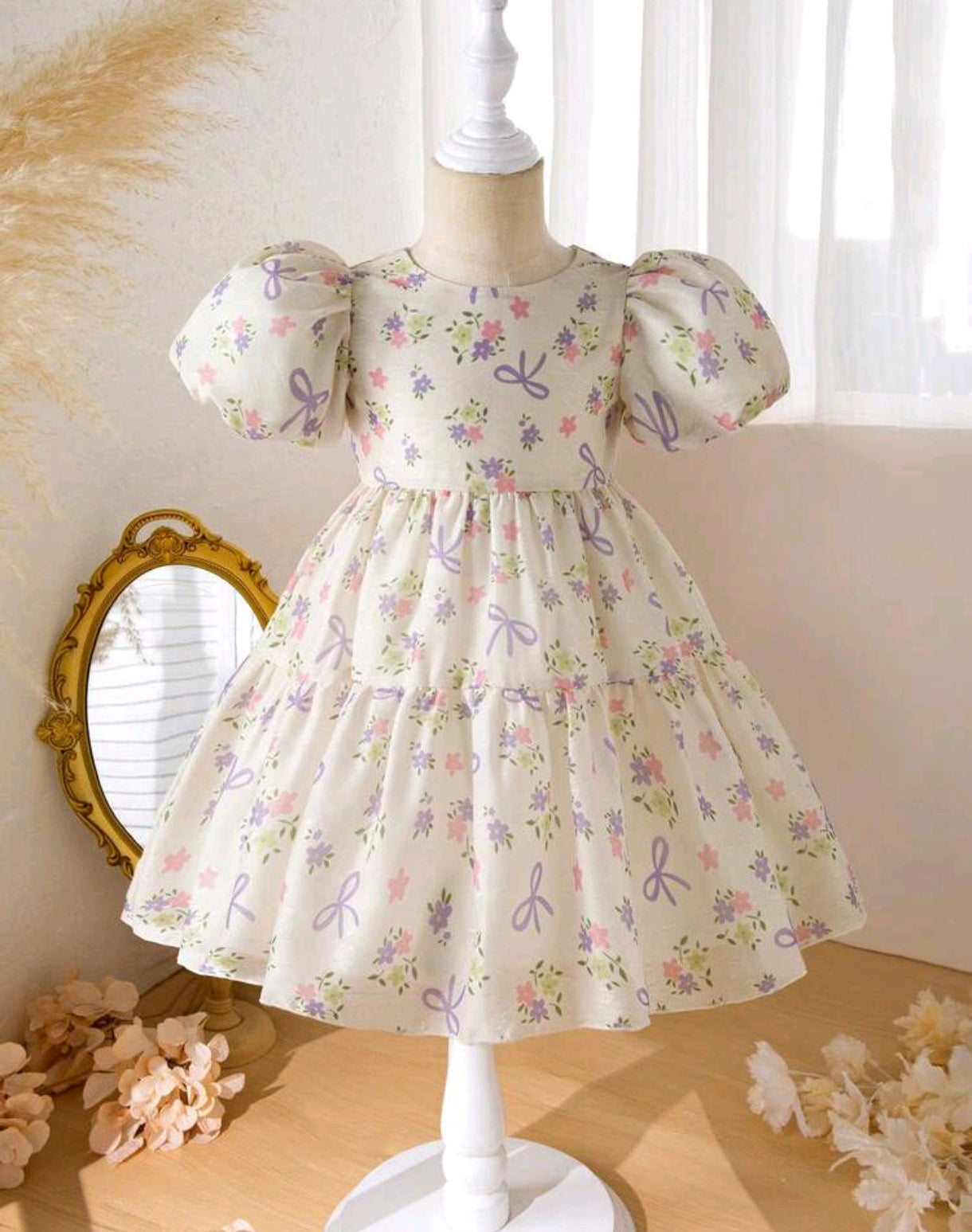 Vestido Mangas abullonadas con estampa floral
